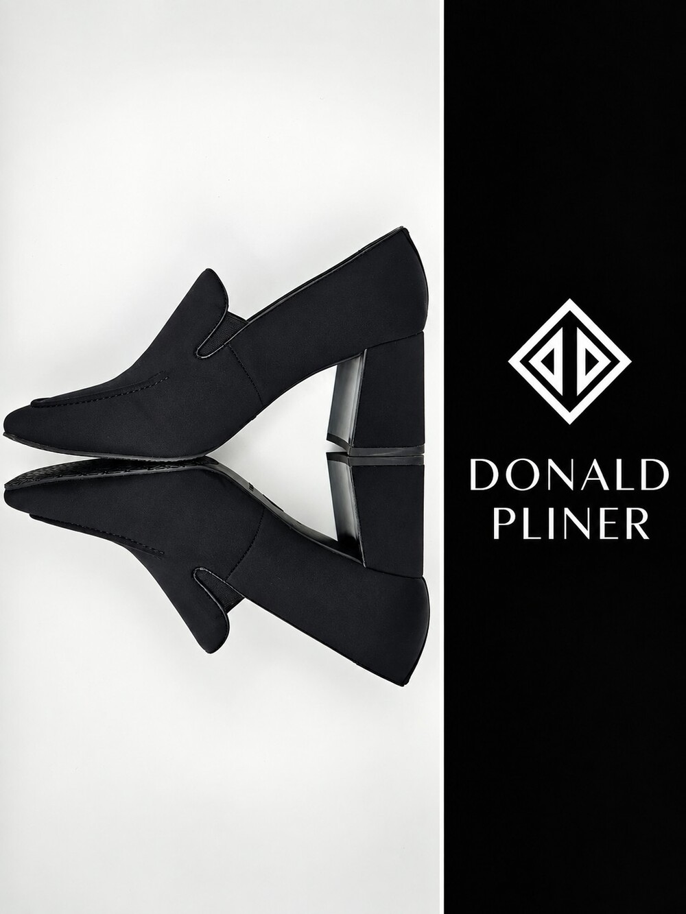 Donald Pliner Black Stretch Crepe Loafer Pumps Block Heel Women’s 10M